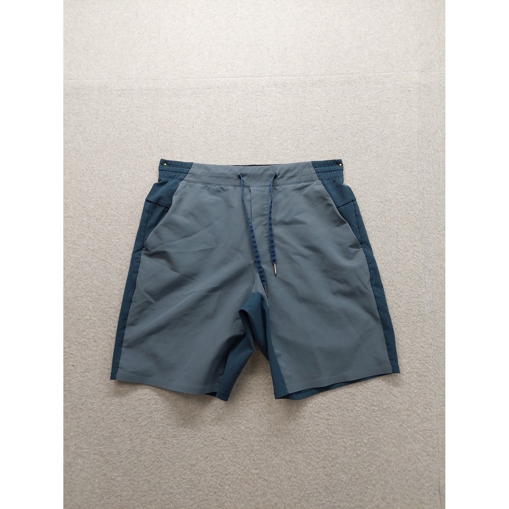 Lululemon Men Train Short M Blue Elastic Waist Drawstring Workout Performance